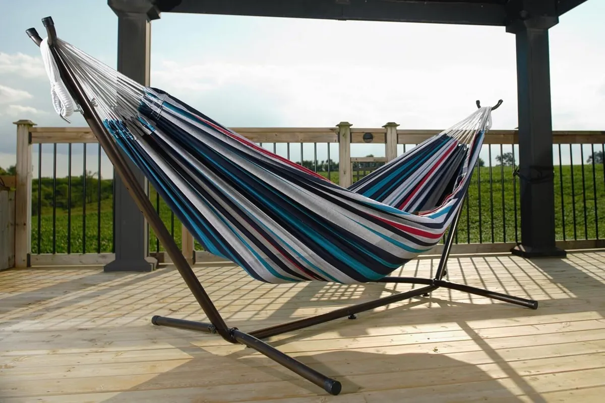 Denim Double Cotton Hammock with Space-Saving - Image 2