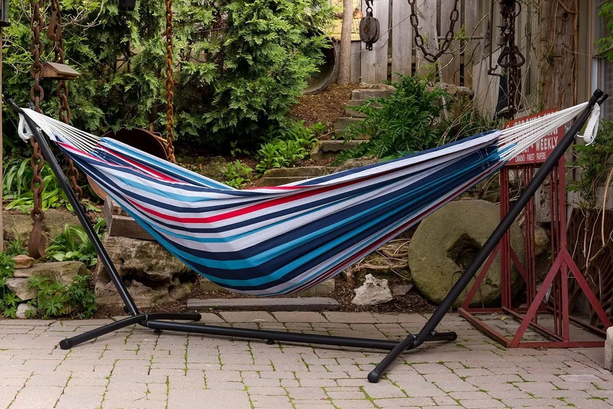 Denim Double Cotton Hammock with Space-Saving - Image 4