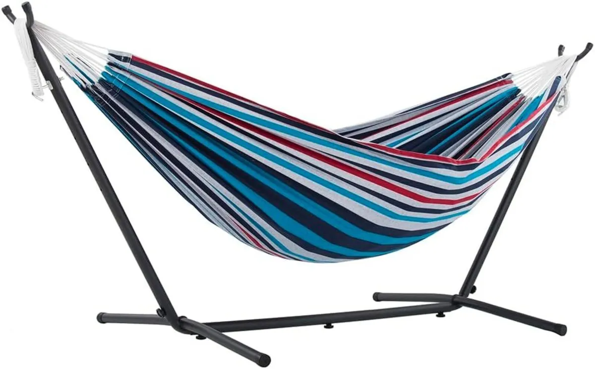 Denim Double Cotton Hammock with Space-Saving - Image 1
