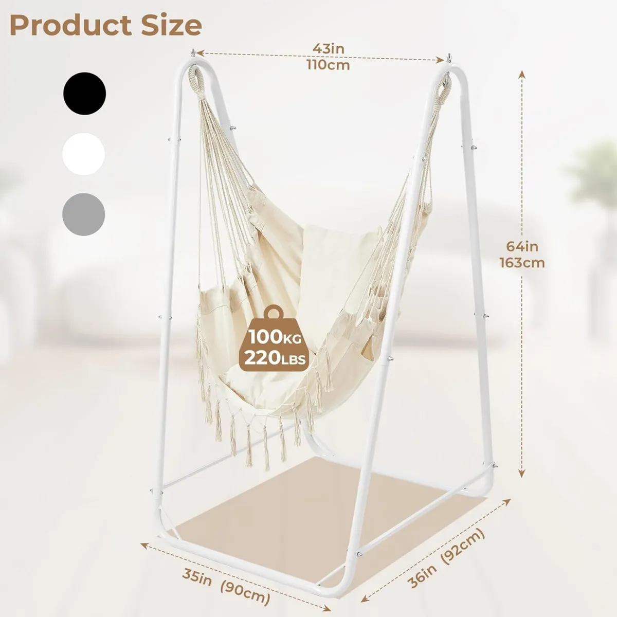 U-Shaped Hammock Chair with Stand Heavy-Duty - Image 2
