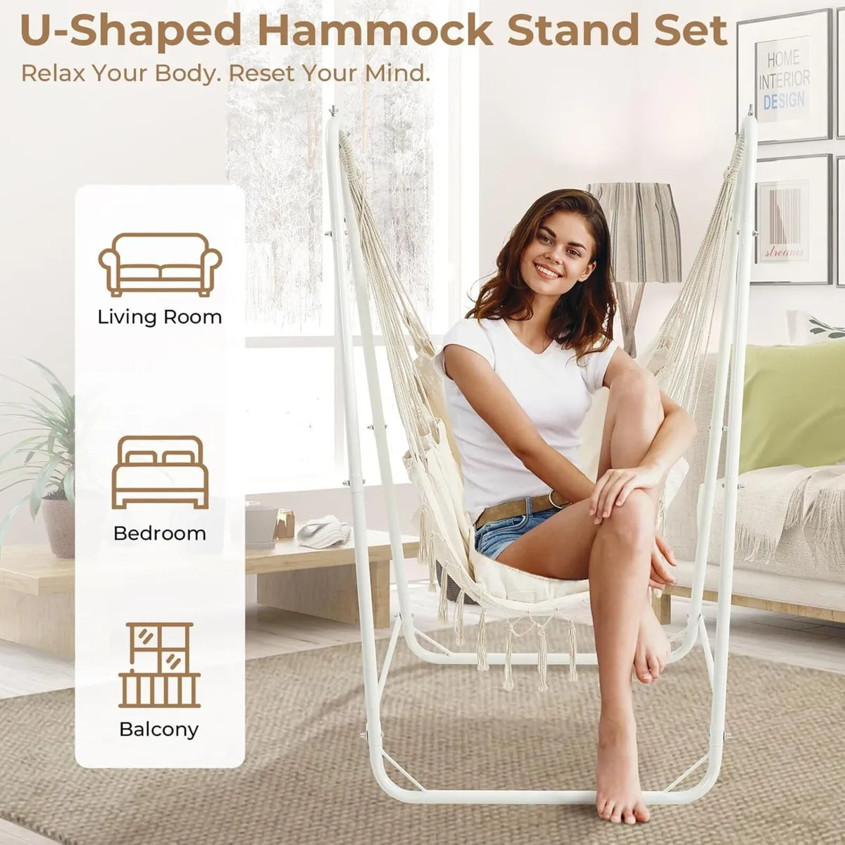 U-Shaped Hammock Chair with Stand Heavy-Duty - Image 3