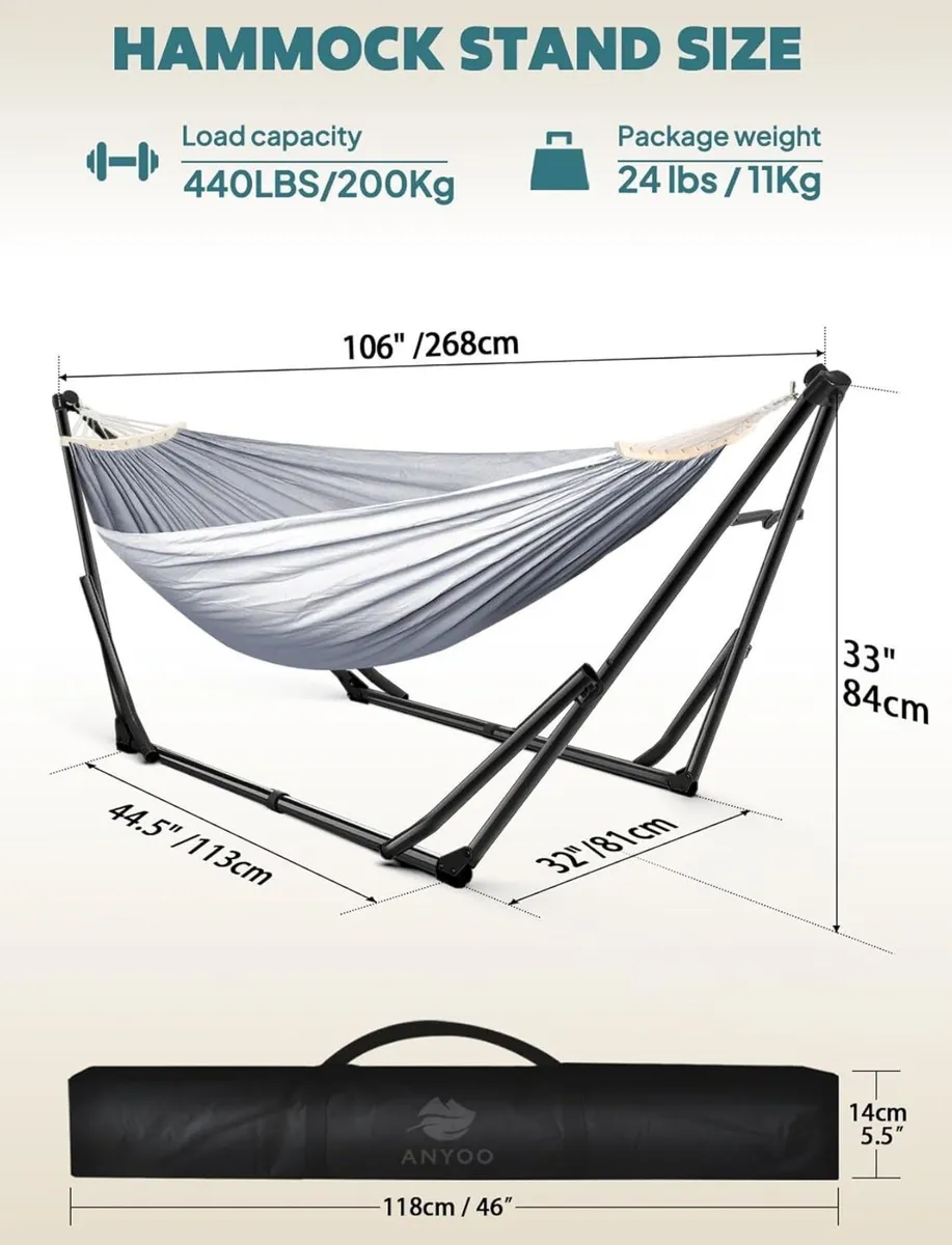 Hammock Hanging Chair with Foldable Stand Dual - Image 2