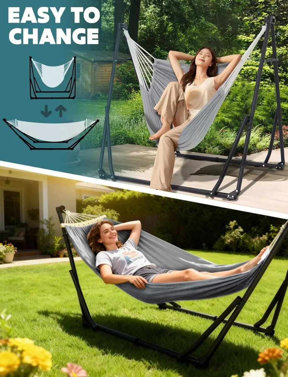 Hammock Hanging Chair with Foldable Stand Dual - Image 3