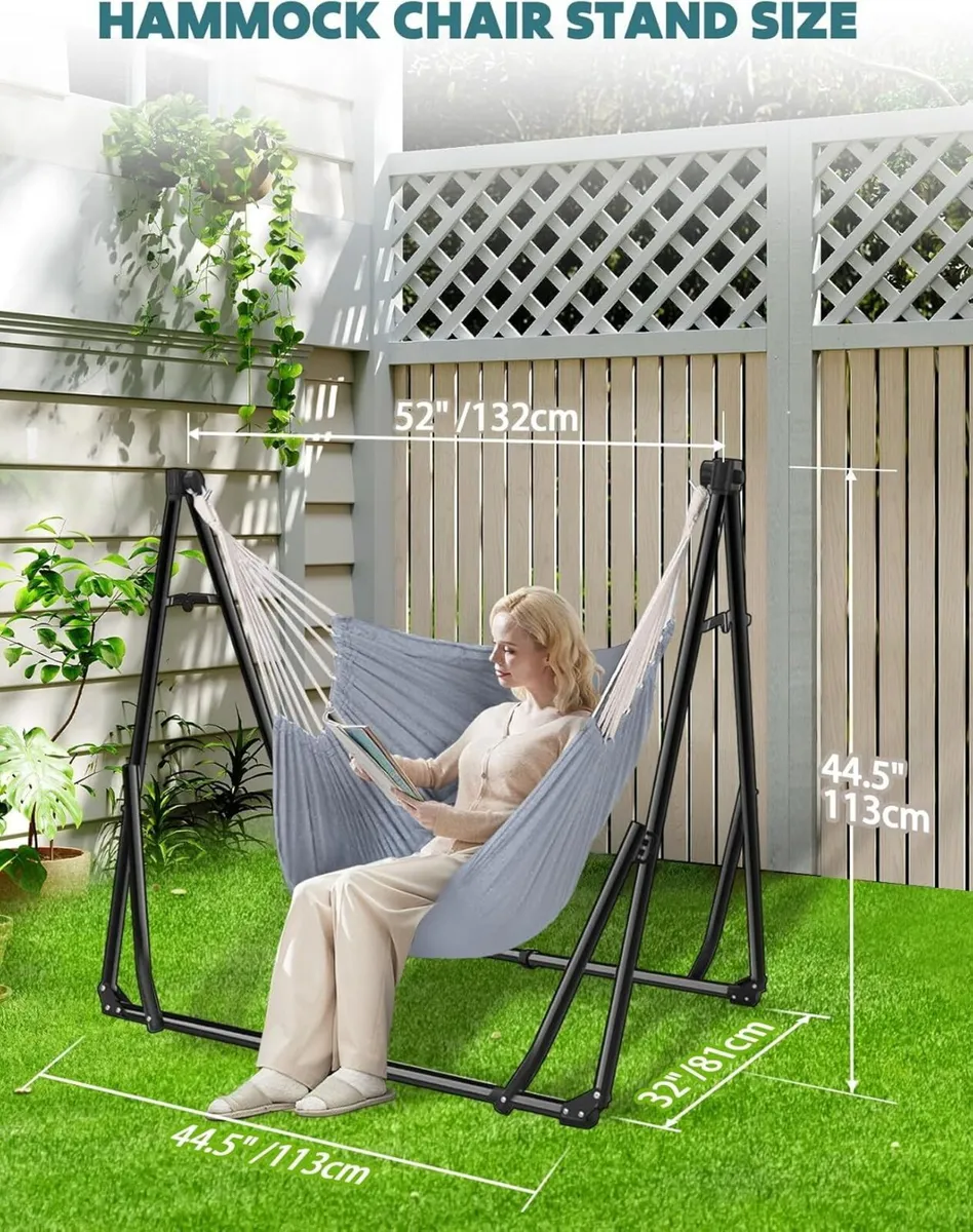 Hammock Hanging Chair with Foldable Stand Dual - Image 4