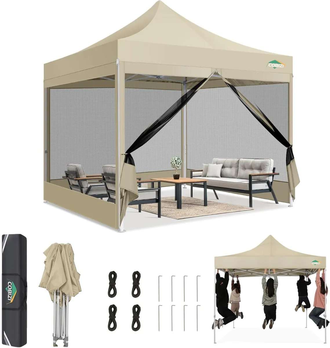 Folding Gazebo Waterproof Stable UV Protection - Image 1