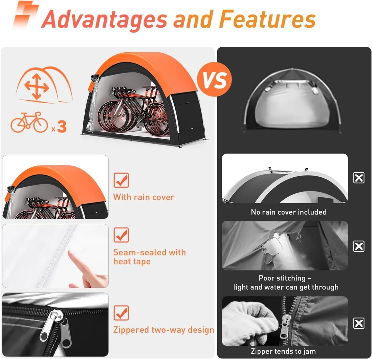 Upgraded Bike Tent with Rain Cover Portable - Image 3