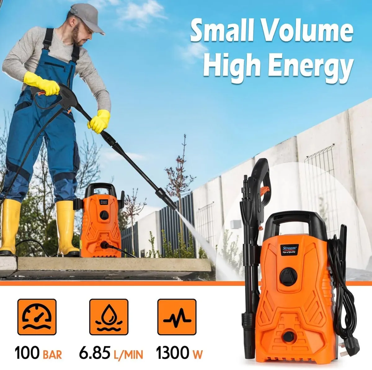 Electric Pressure Washers 1300w Max.100Bar 410L/H - Image 3