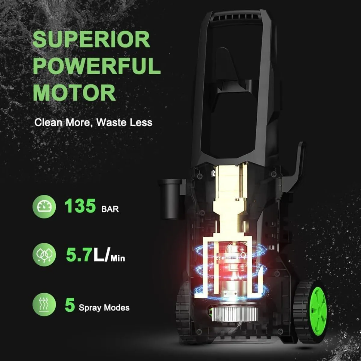Pressure Washers 1600W Power Jet with 4 Nozzles - Image 3