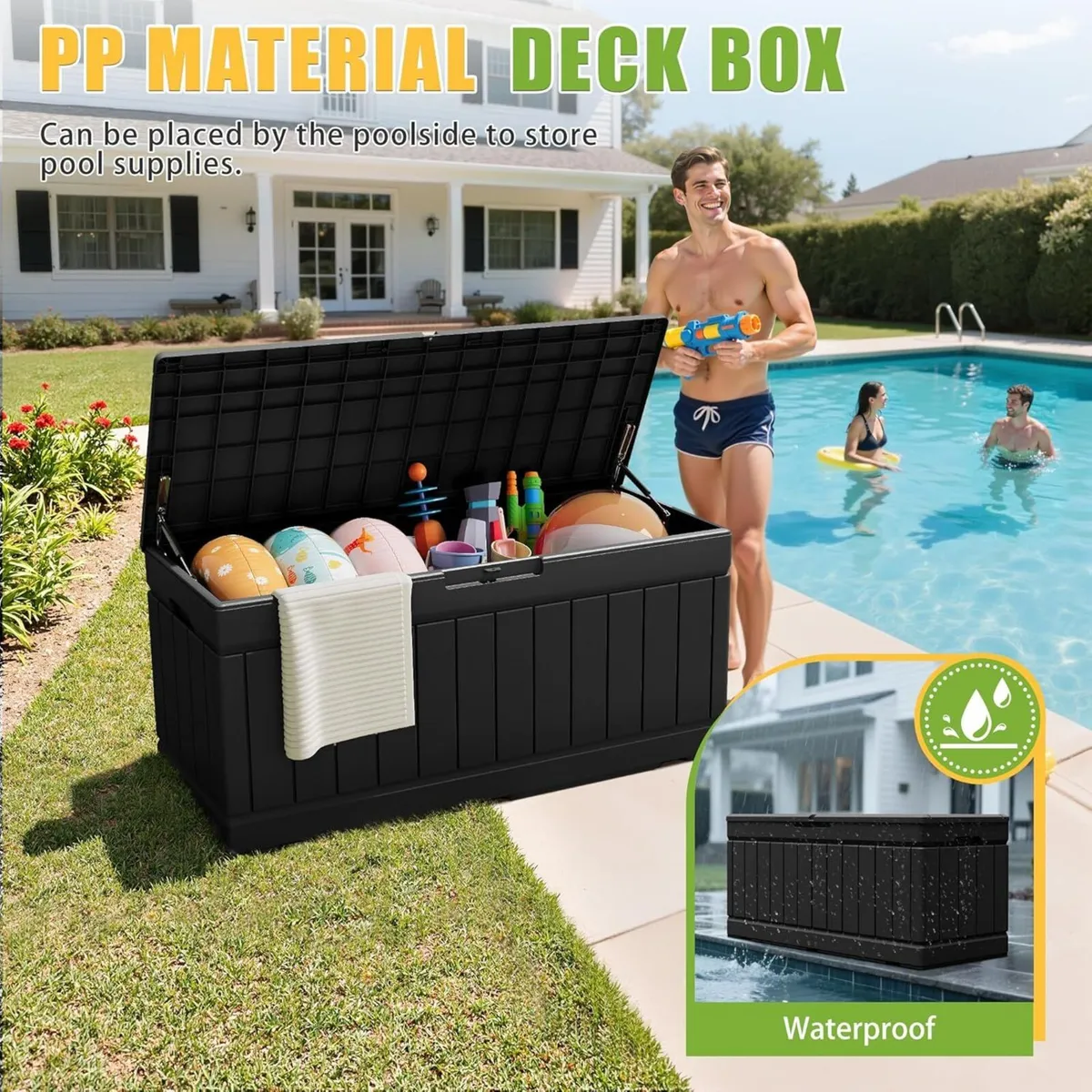 82 Gallon Resin Deck Box Large Outdoor Storage - Image 2