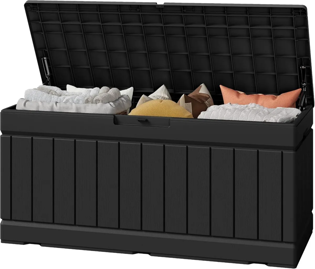 82 Gallon Resin Deck Box Large Outdoor Storage - Image 1