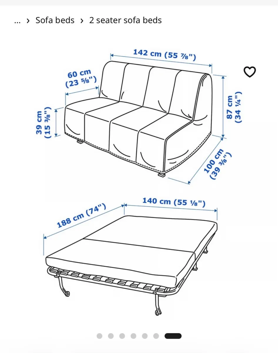 2 seater Ikea sofa bed - Lycksele - Image 4