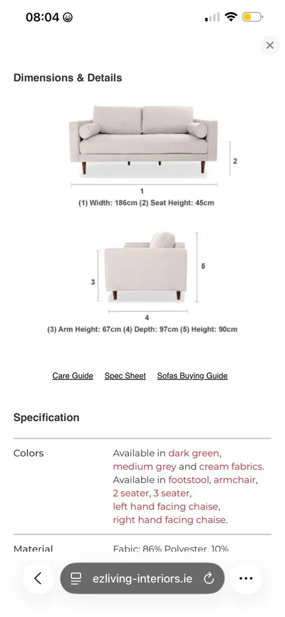 Cooper Sofa Cream - Image 3