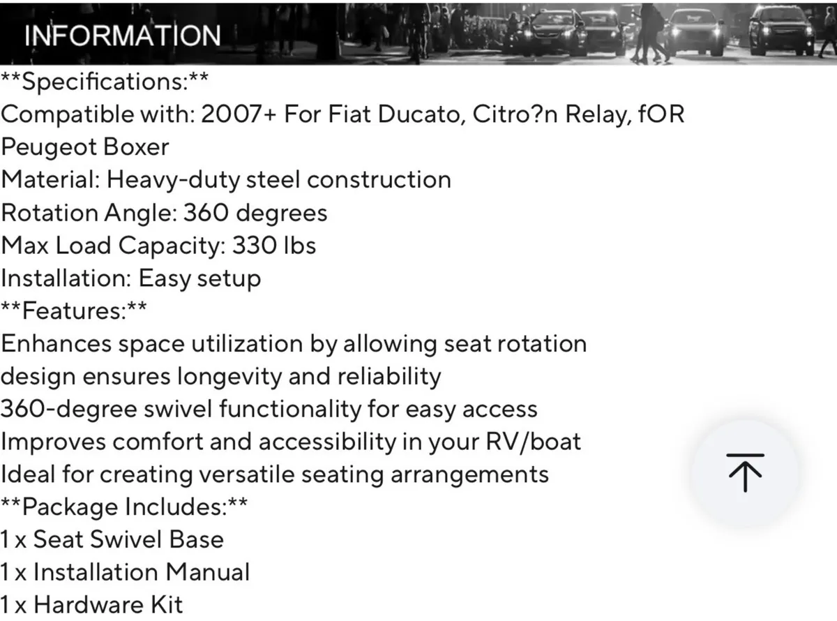 New Car Swivel Seat, FIAT  Citroen Peugeot - Image 4