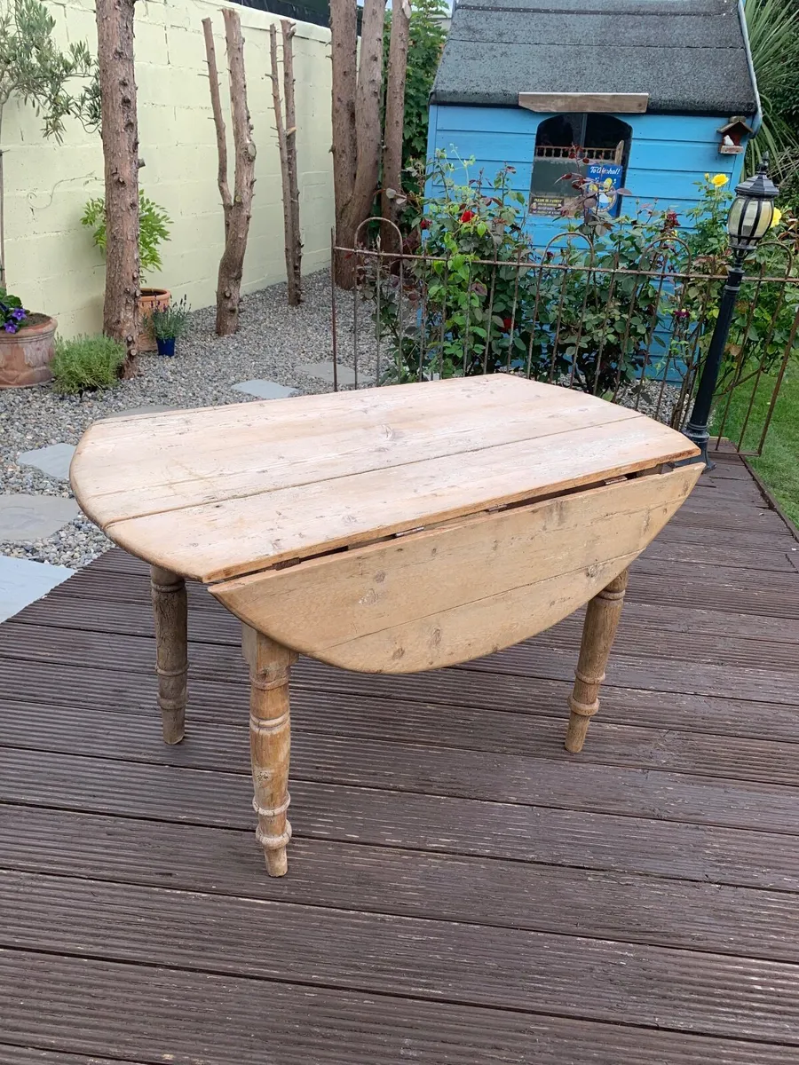Antique Drop Leaf Pine Table - Image 3
