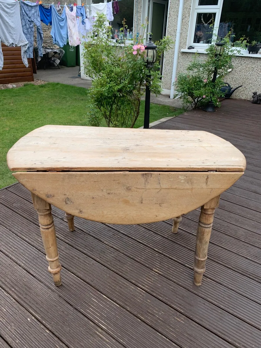Antique Drop Leaf Pine Table - Image 2