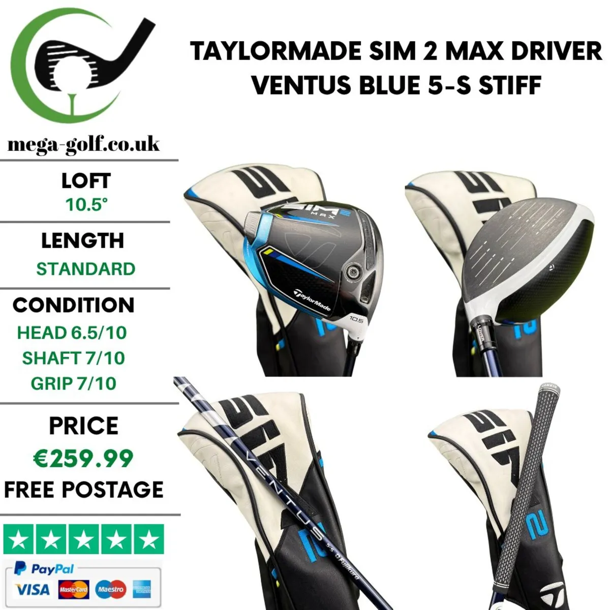 Taylormade Sim 2 Max Driver / 10.5° / Stiff - Image 1