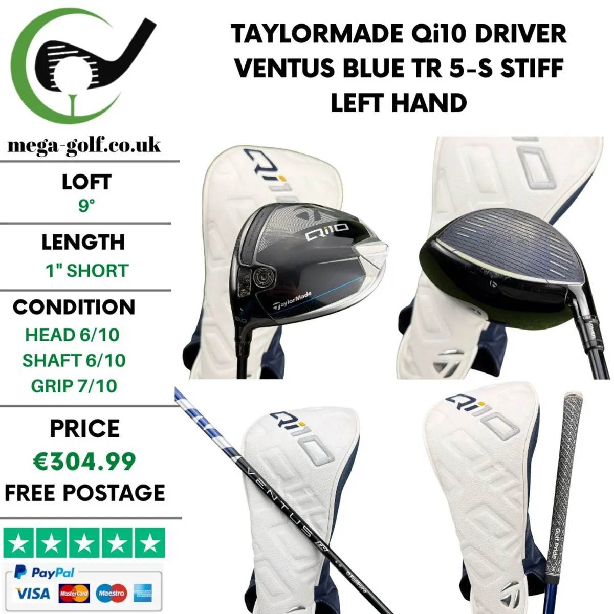 Taylormade Qi10 Driver / 9° / Stiff / Left Hand - Image 1