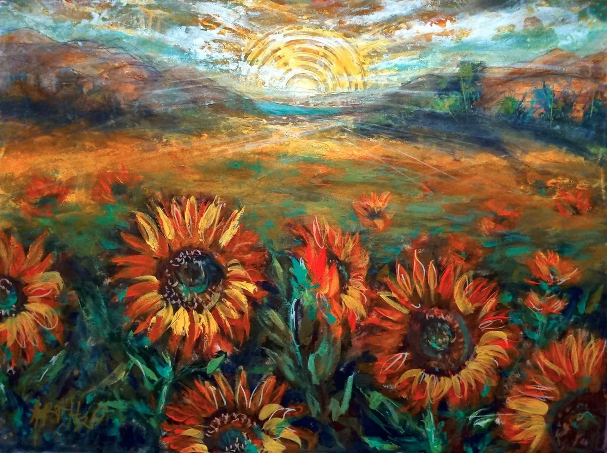 Vibrant Sunflower Field Art, Floral Canvas Art - Image 1