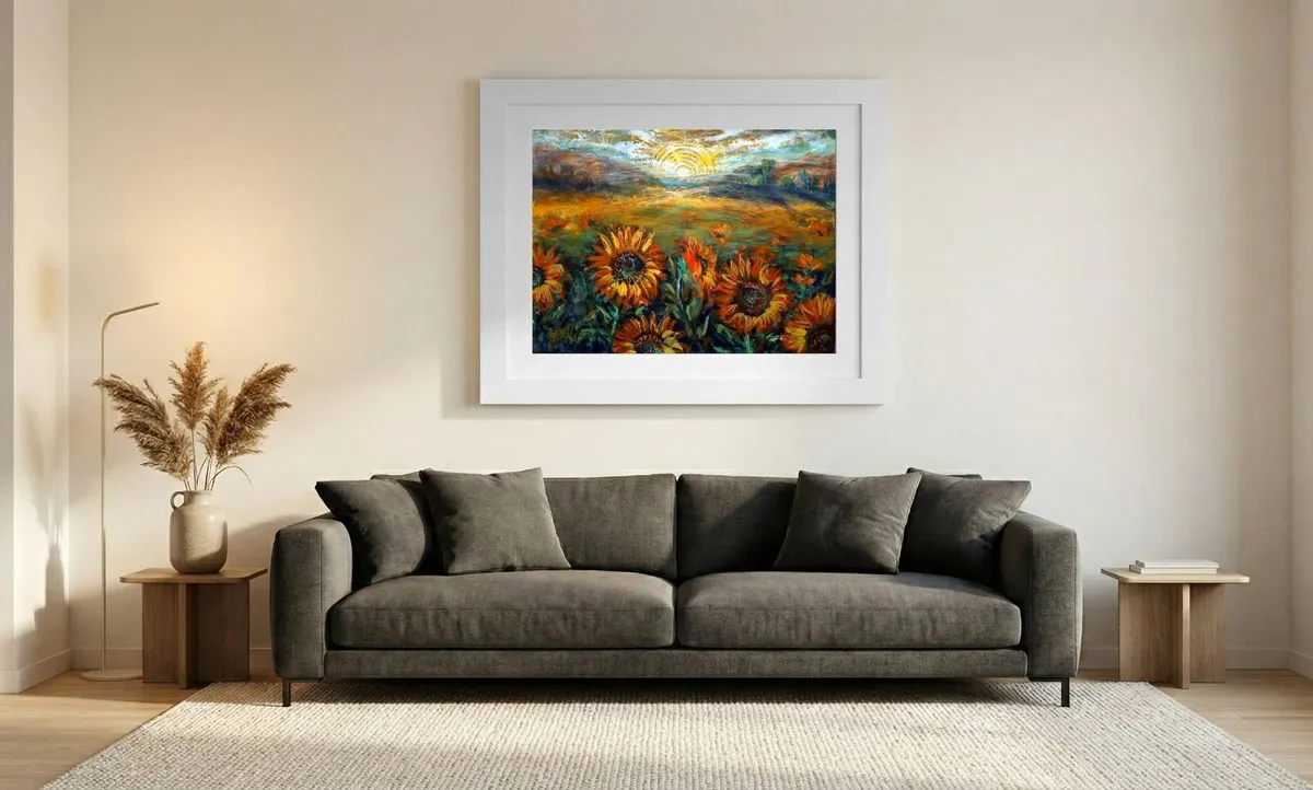Vibrant Sunflower Field Art, Floral Canvas Art - Image 2