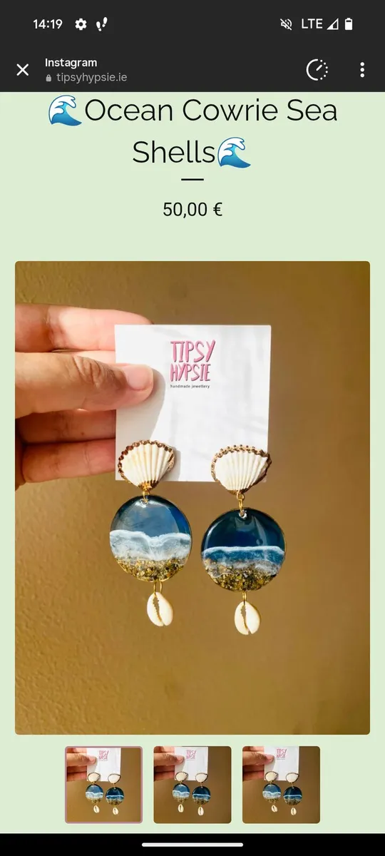 Handmade seashell earrings - Image 1