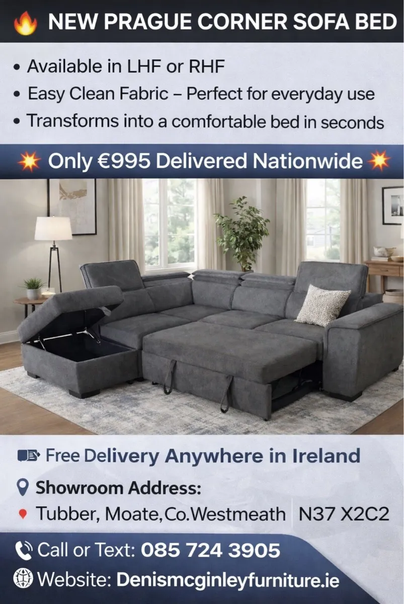 New Grey Prague Corner Sofabed FREE DELIVERY - Image 1