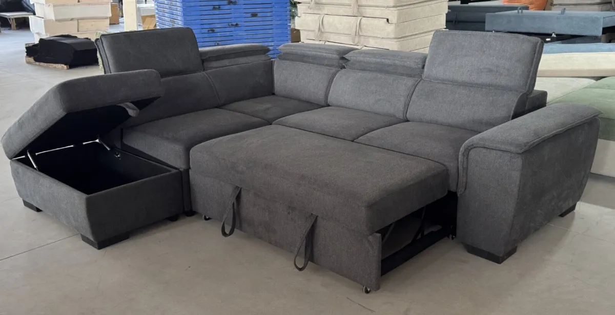 New Grey Prague Corner Sofabed FREE DELIVERY - Image 2