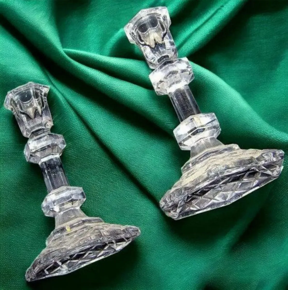 Vintage Pair Galway Crystal Candlesticks - Image 1