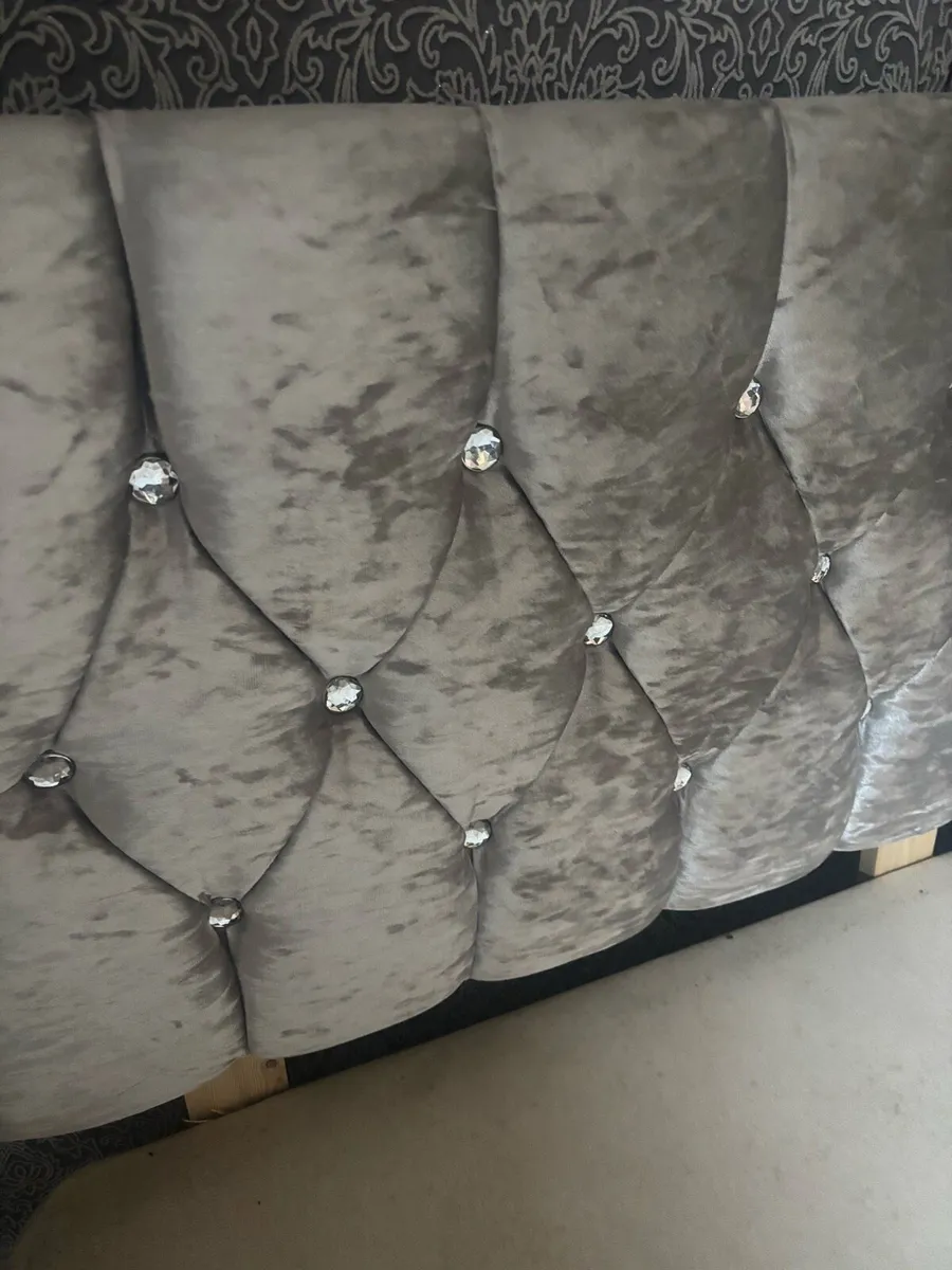 Silver grey super king bed frame - Image 3
