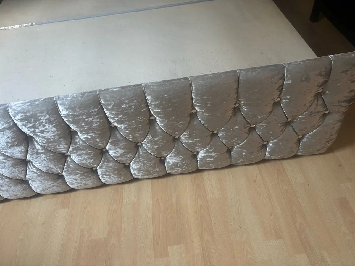Silver grey super king bed frame - Image 4
