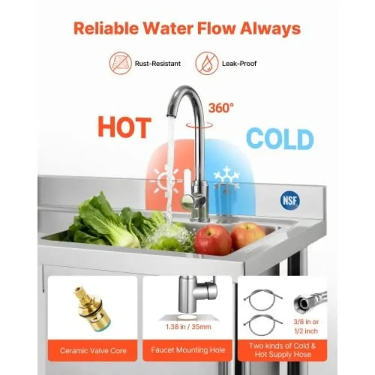 Stainless Steel Utility Sink, Free Standing Single - Image 2