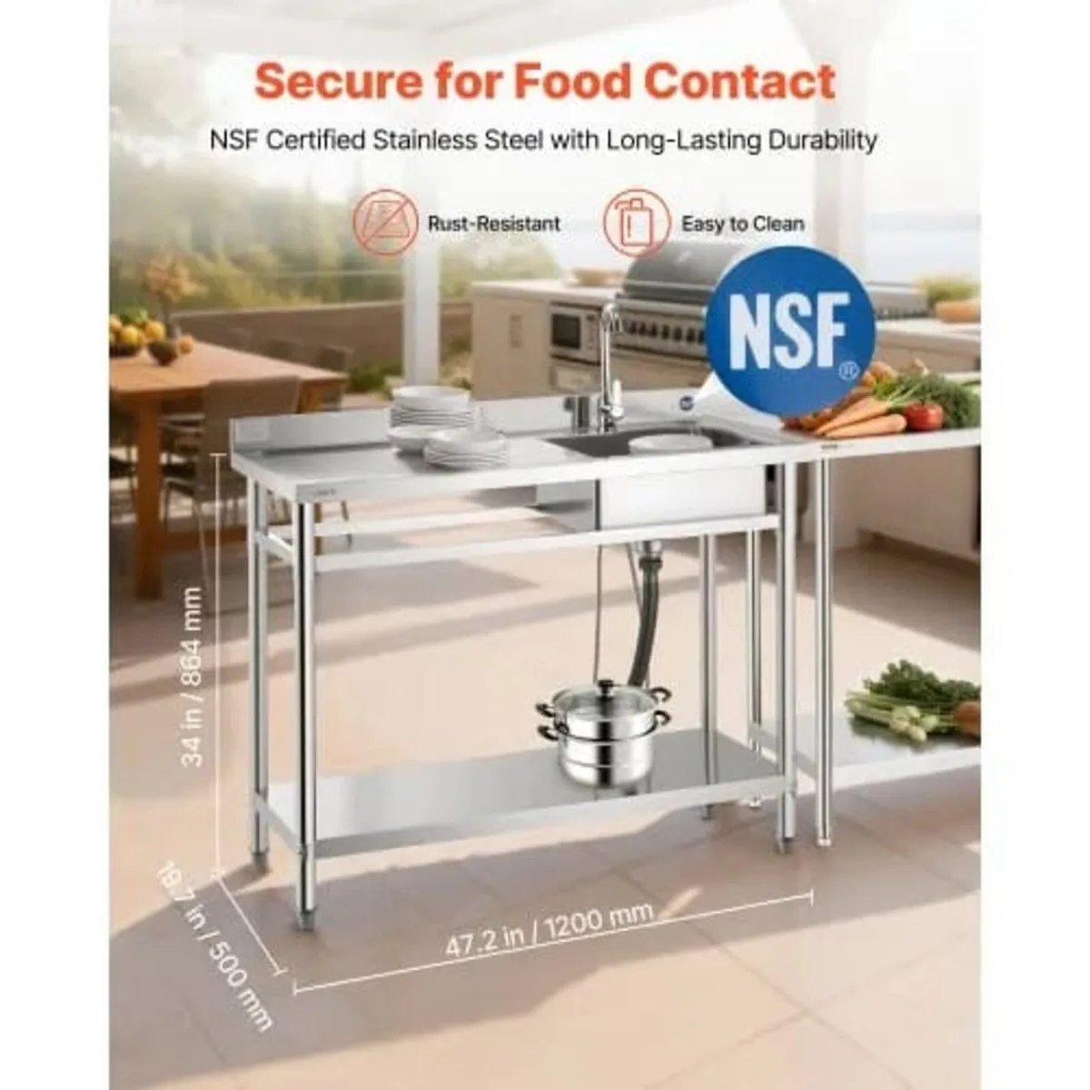 Stainless Steel Utility Sink, Free Standing Single - Image 4