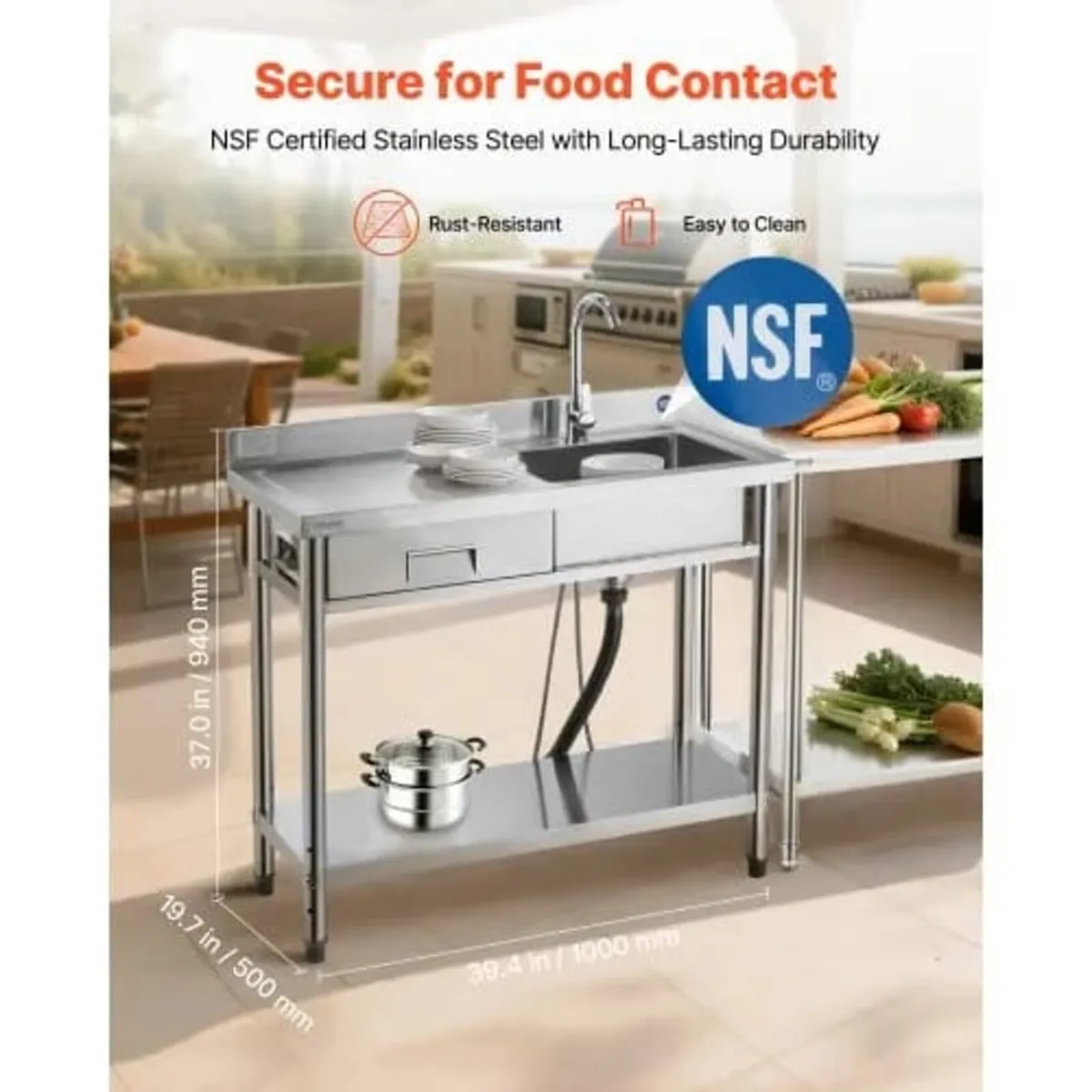 Utility Sink, Free Standing Single Bowl Commercial - Image 4