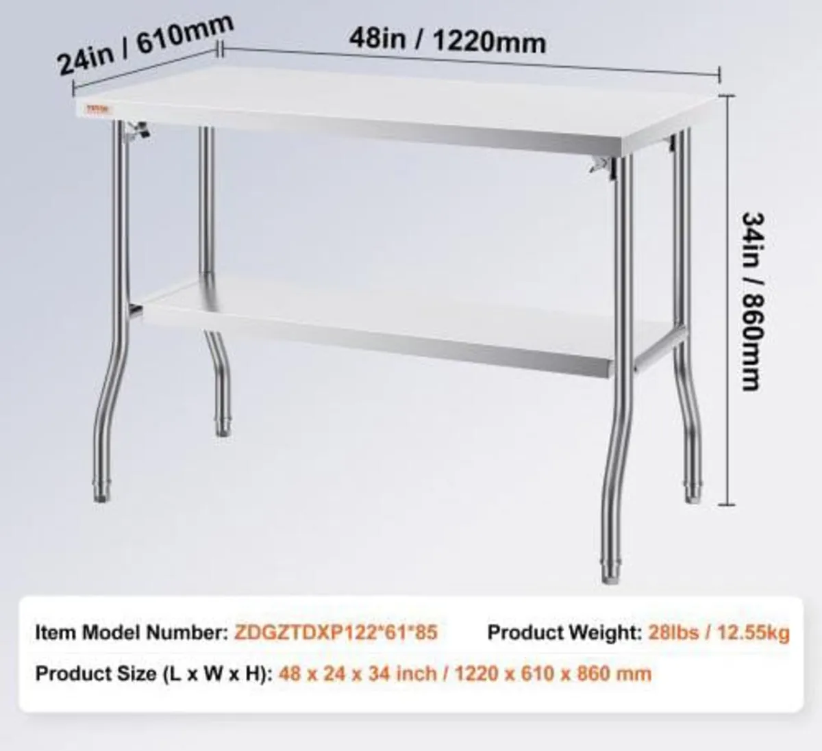 Commercial Worktable Workstation 121.9x61 cm Foldi - Image 2