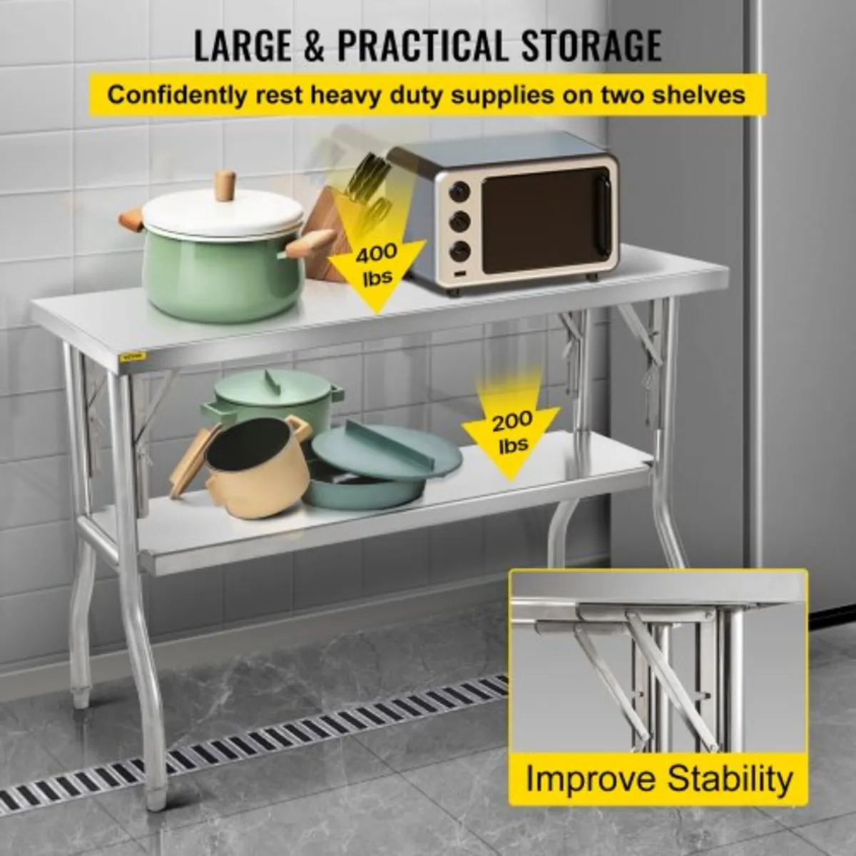 Commercial Worktable Workstation 121.9x61 cm Foldi - Image 3