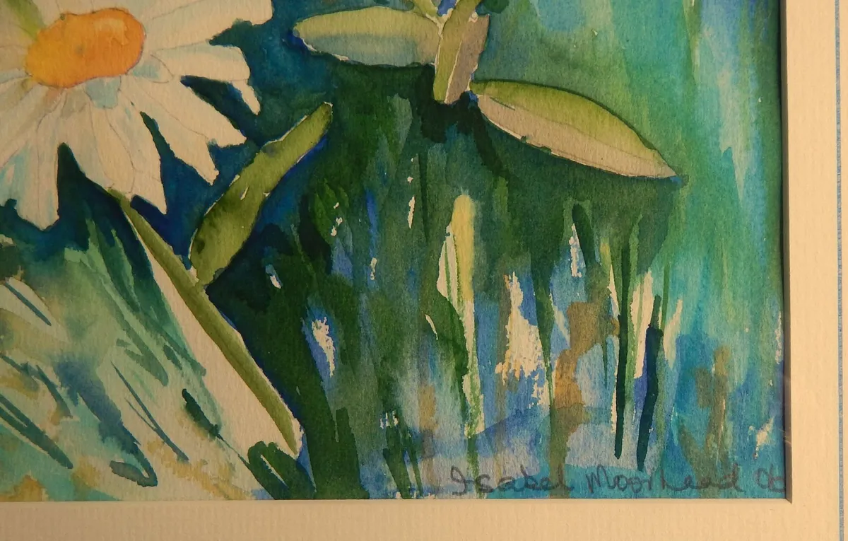Large Signed Floral Watercolour of Daisies - Image 3