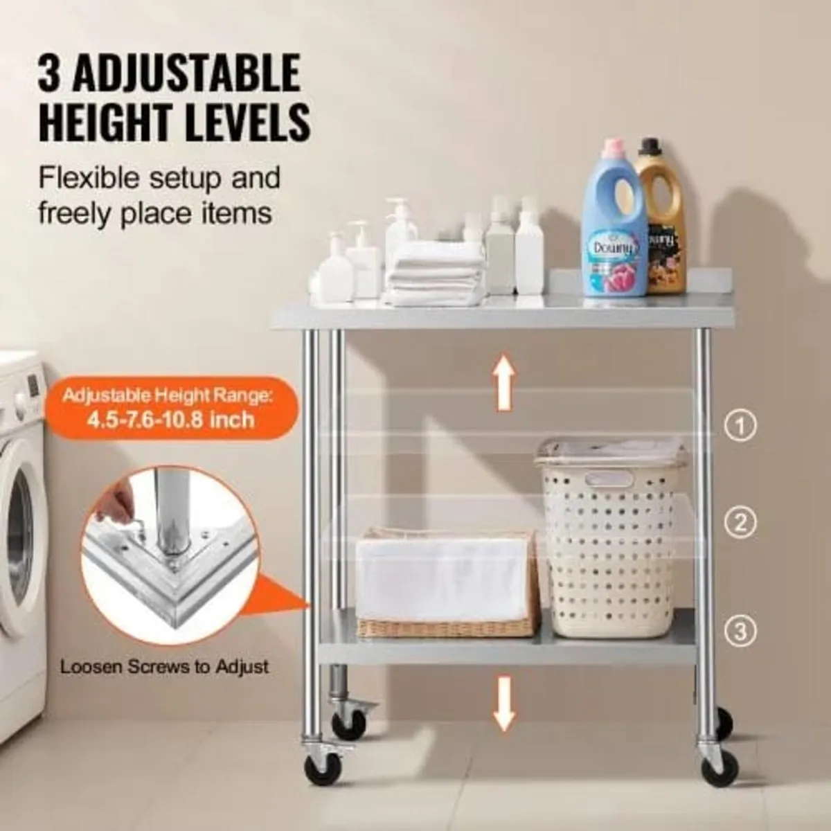 24 x 36 x 40 Inch Stainless Steel Work Table, Comm - Image 4