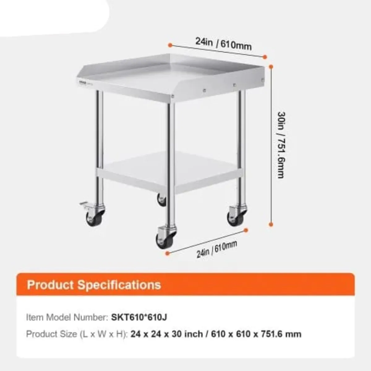 Stainless Steel Work Table 61x61 cm Commercial Foo - Image 4