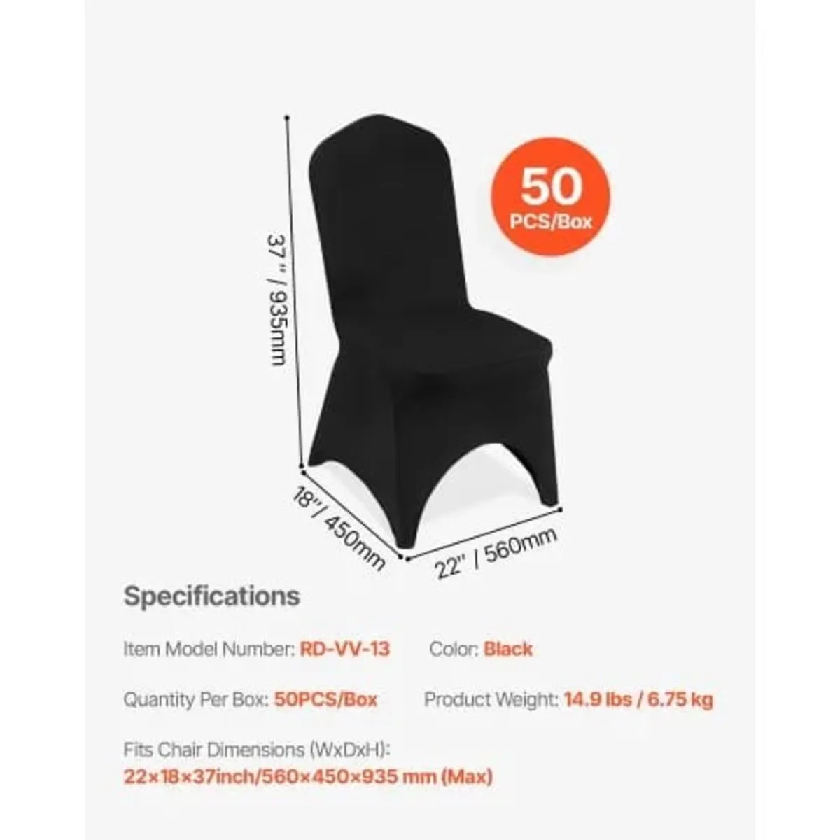 Black Stretch Spandex Folding Chair Covers, Univer - Image 4