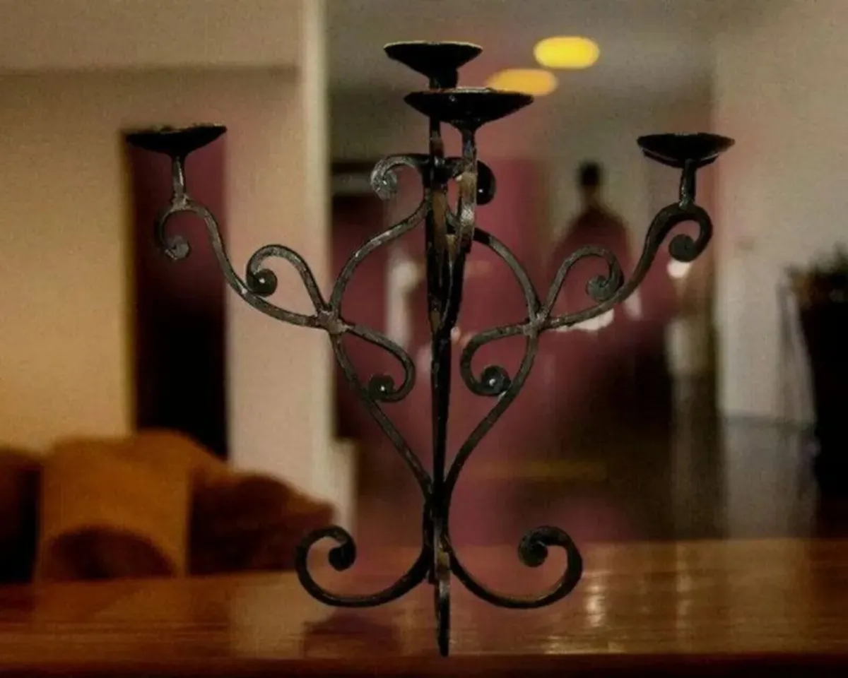 Pair Of Vintage Iron Candleabra - Image 3