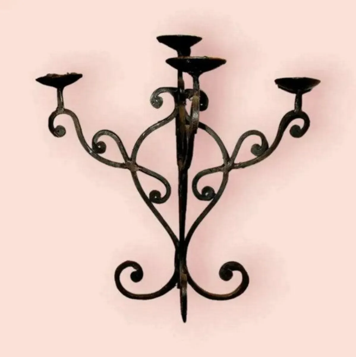 Pair Of Vintage Iron Candleabra - Image 2