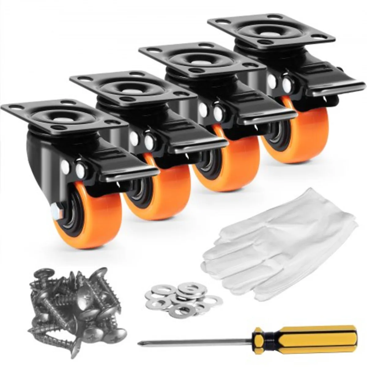 Caster Wheels, 5.1 cm Swivel Plate Casters, Set of - Image 1