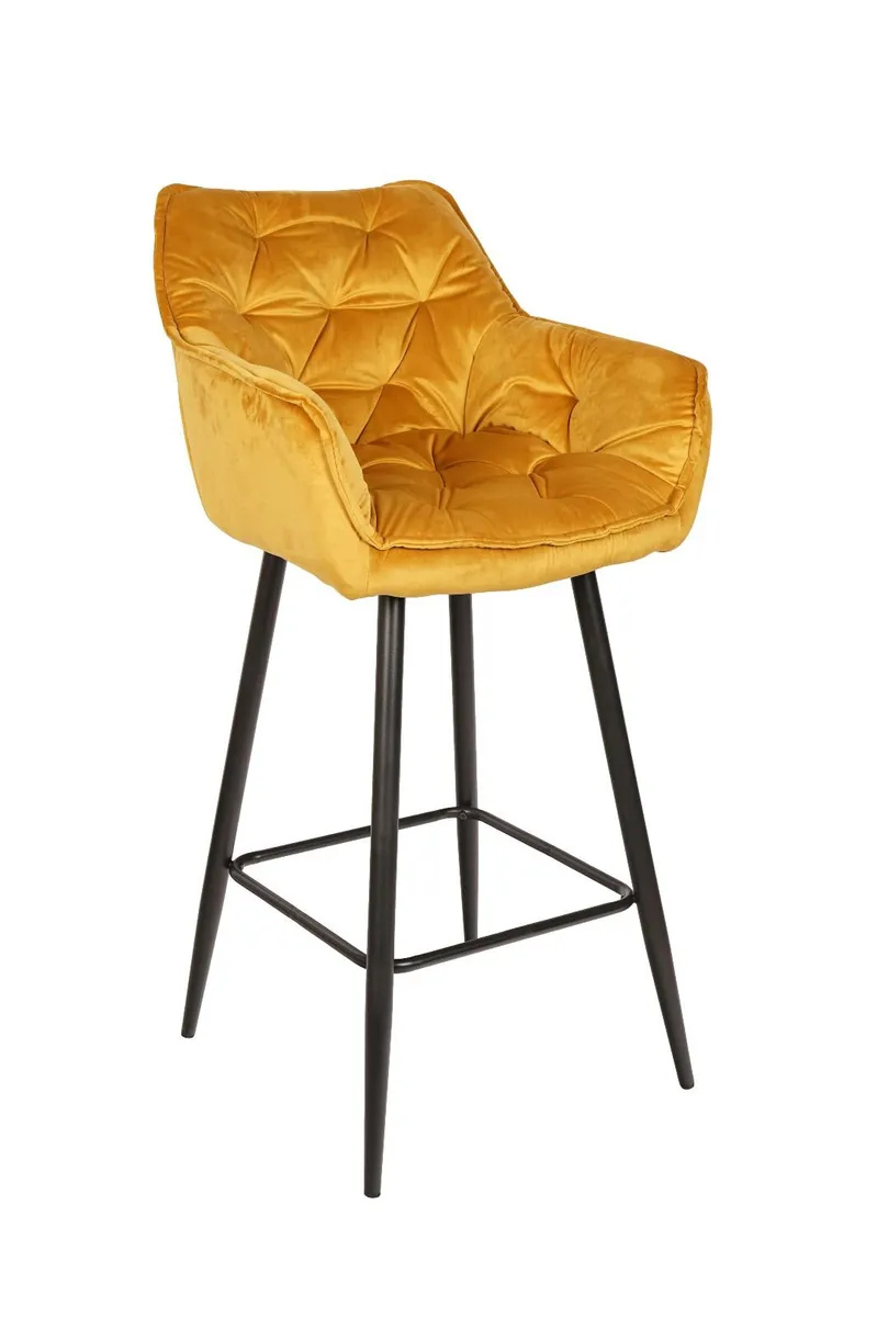 Capri Bottle Velvet Arm Bar Stool - Image 1