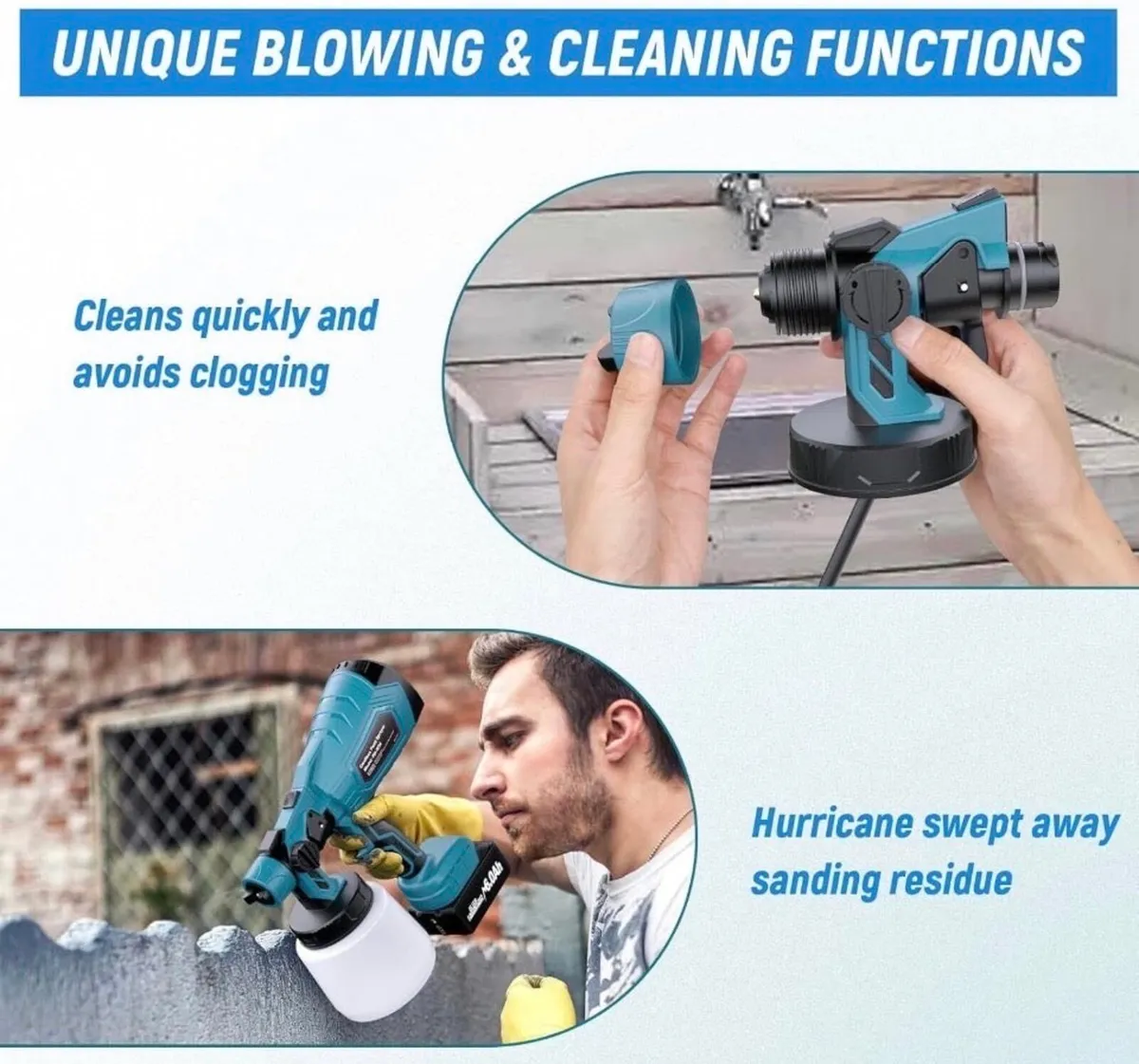 NEW Cordless Paint Sprayer Fence Wall HVLP 21V - Image 3