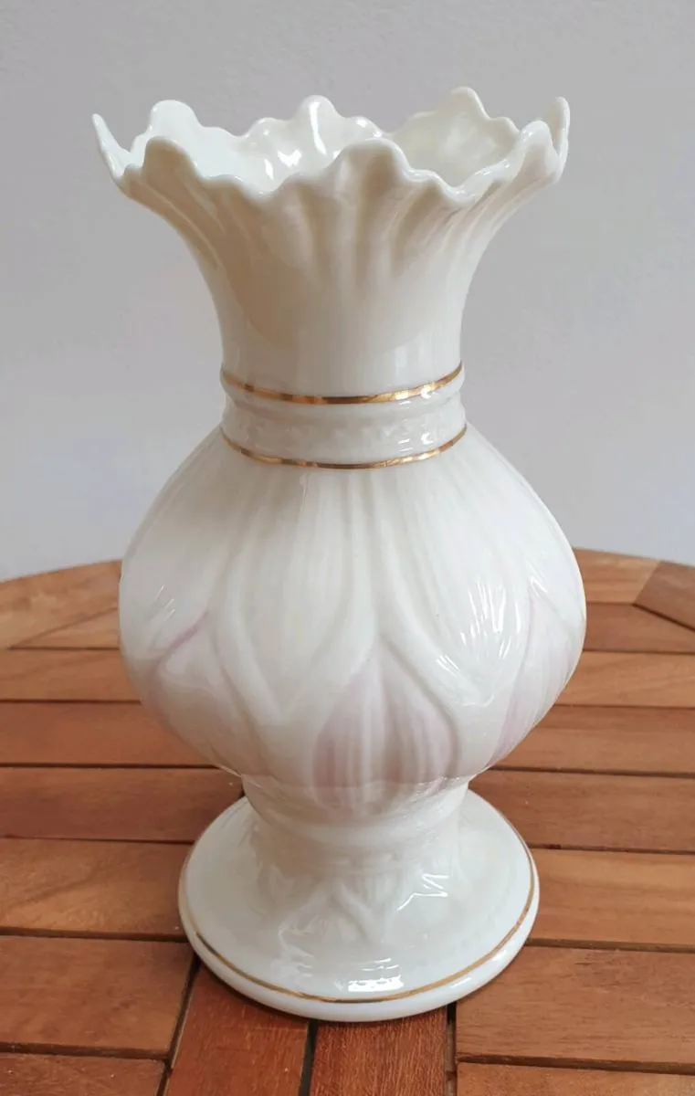 Belleek Vase - White with a Hint of Pink - Image 1