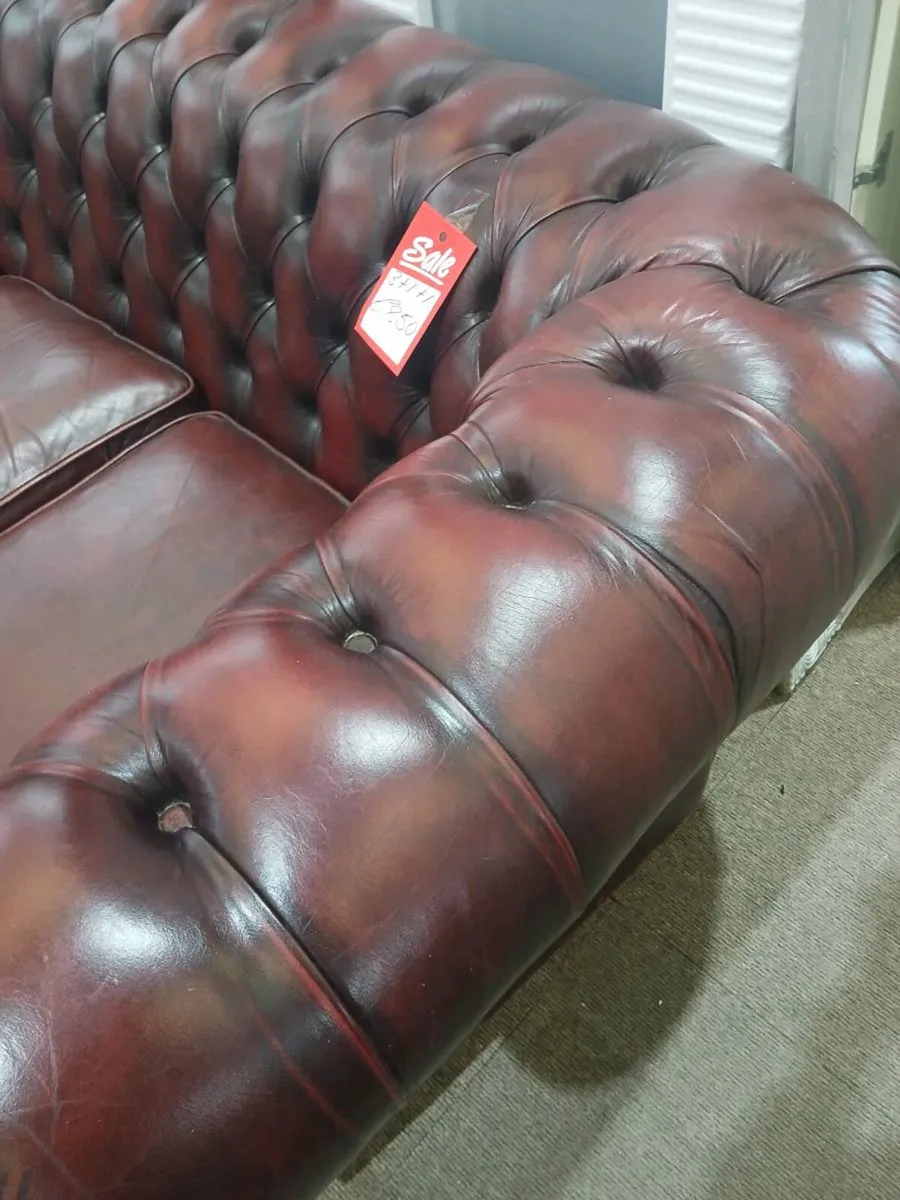 Ox blood chesterfield suite 3 & 1 & 1 - Image 2