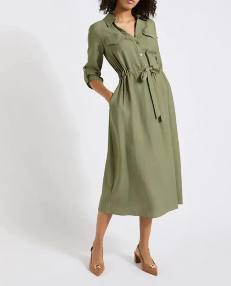 NEWLadies Utility Belted Midi Shirt Dress: Size 12