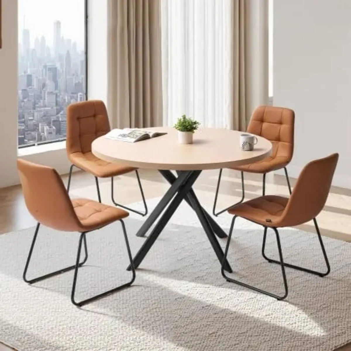 5-Piece Dining Table Set, Space-Saving Round Kitch - Image 1