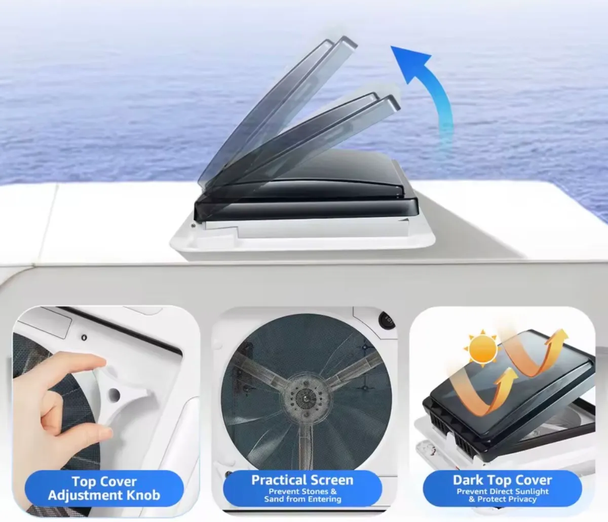 Caravan Roof Vent Fan 12V RV Ventilation Exhaust - Image 4