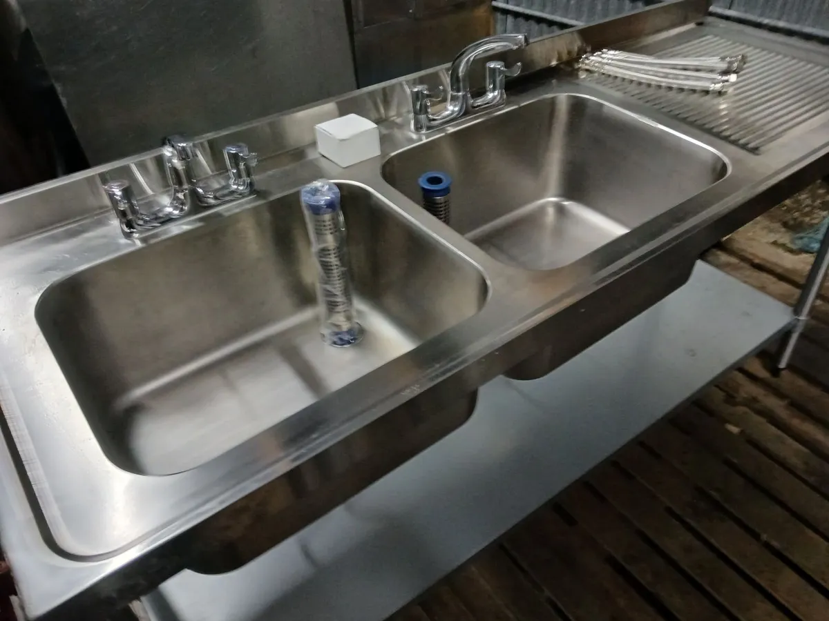 Staneless steel cabbinet double sink unit complete - Image 2