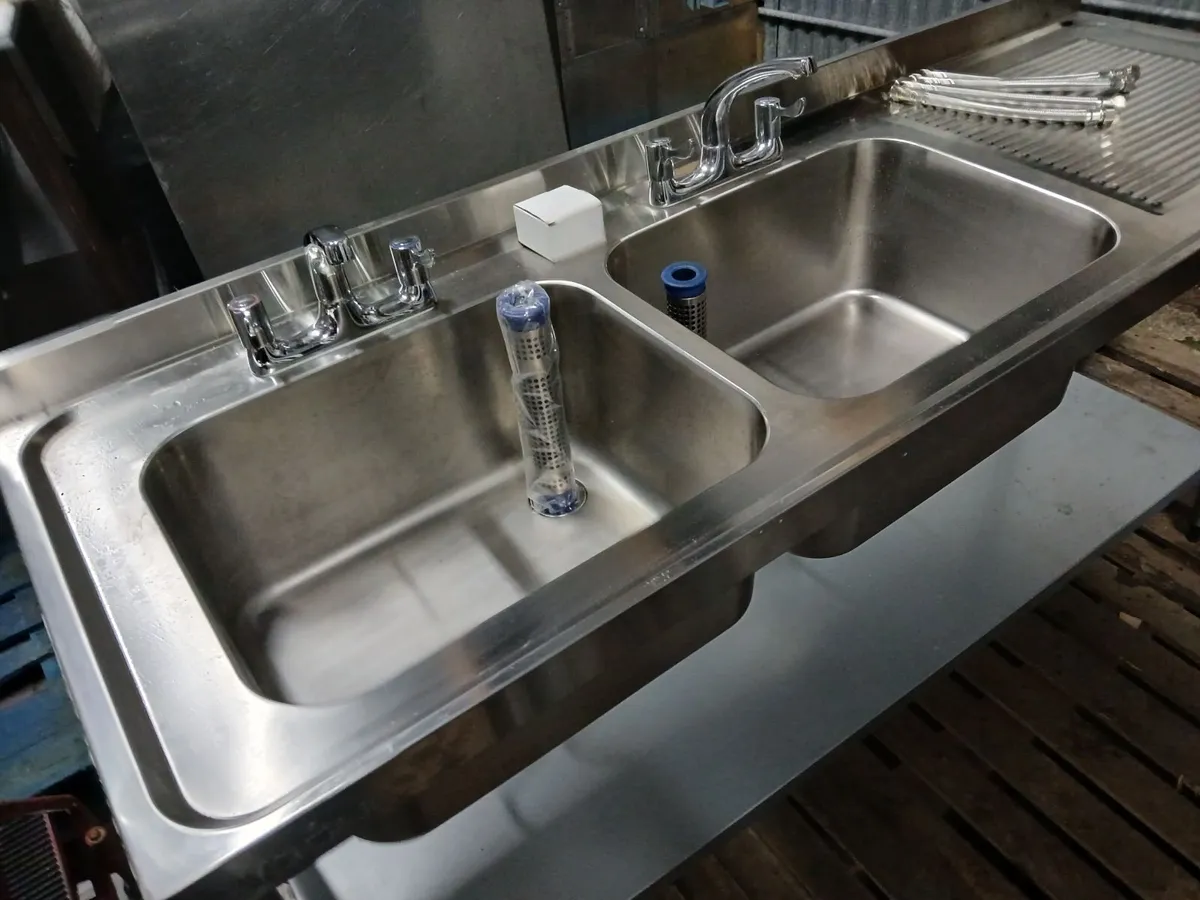 Staneless steel cabbinet double sink unit complete - Image 3